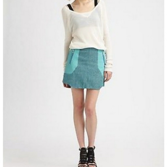 Rag & Bone Linen Tweed & Leather Mini Skirt Size 4 - Picture 11 of 15